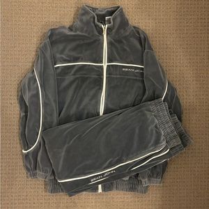 Sean John Velour Tracksuit Navy Blue Size XL